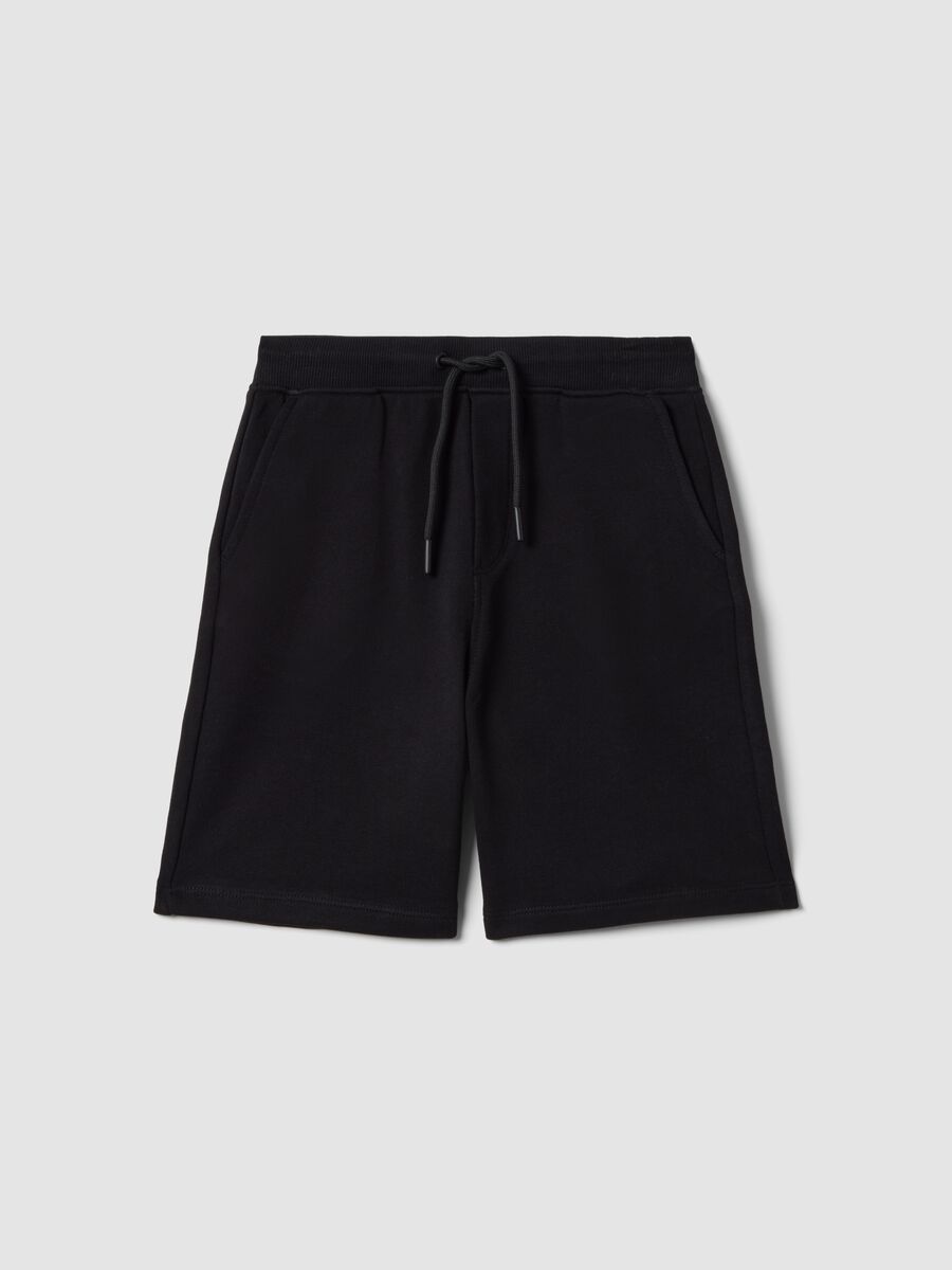Boys&rsquo; black pure cotton slim-fit shorts_0