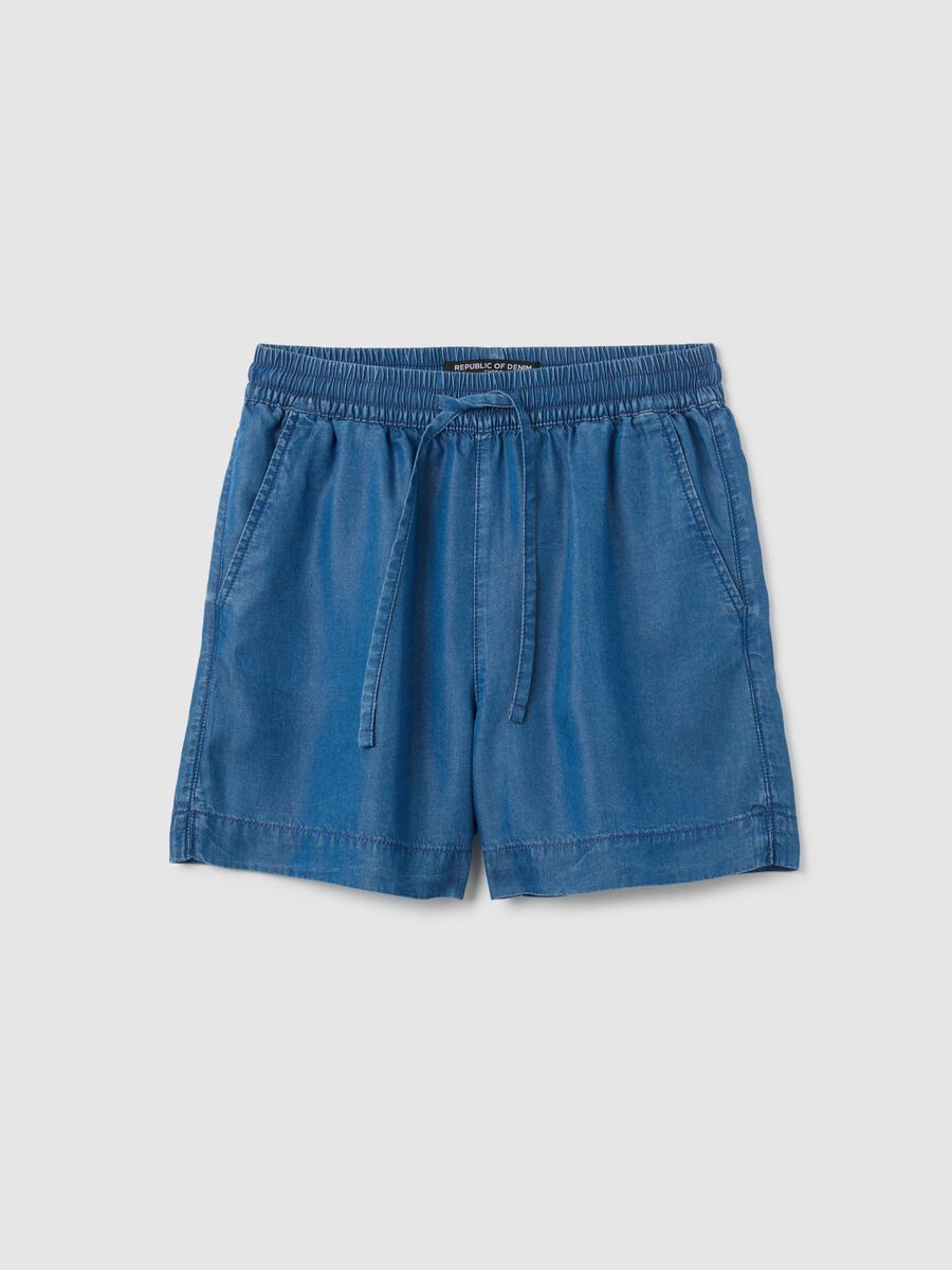 Shorts da donna in lyocell blu regular fit_0