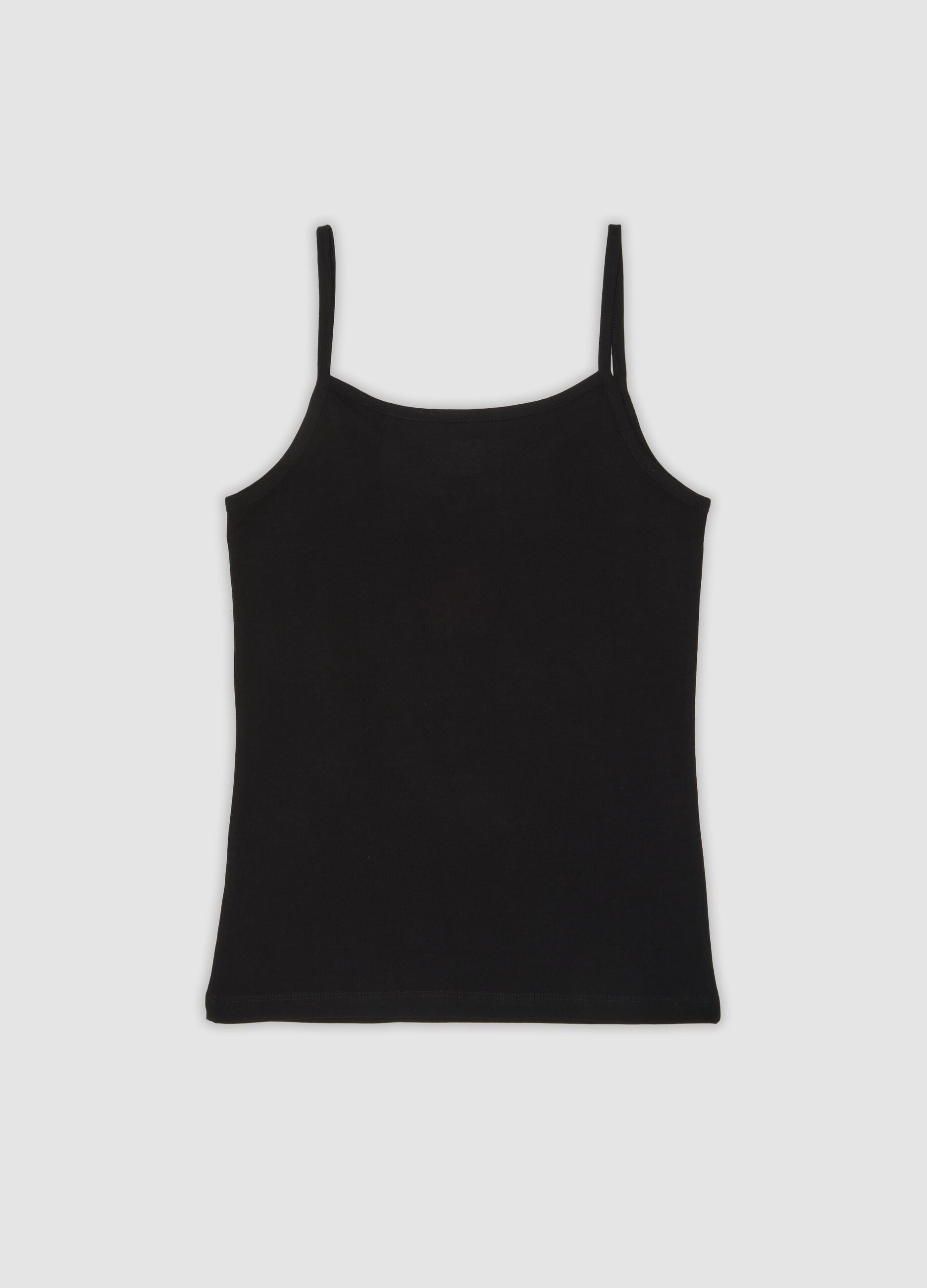 Canottiera nera in cotone elasticizzato regular fit