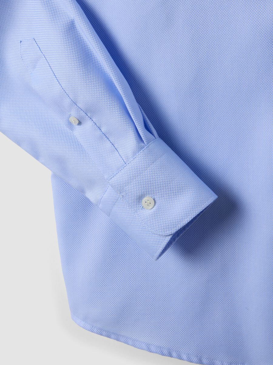 Camicia azzurra slim fit in puro cotone con colletto francese no iron_6