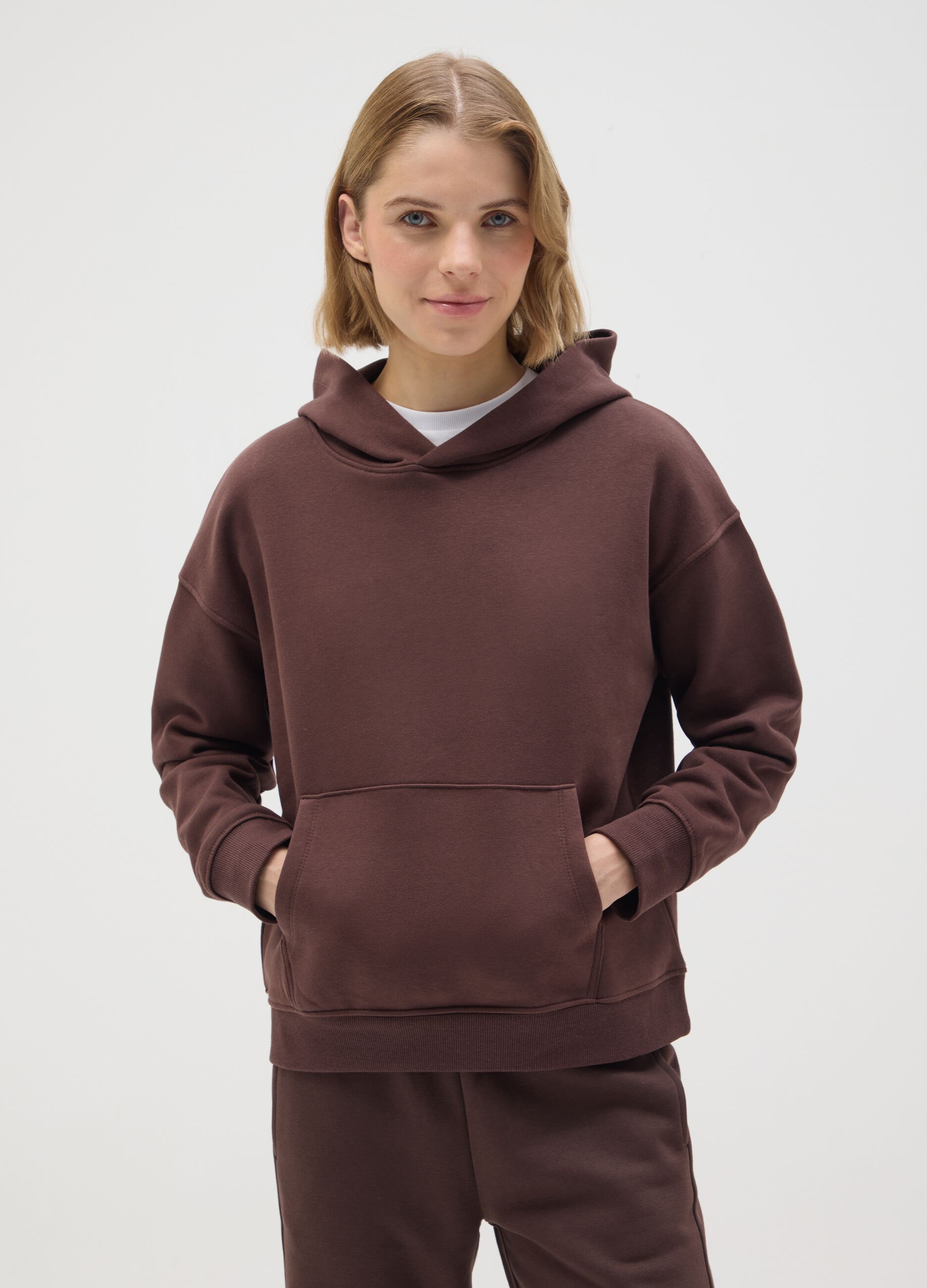 Brown cotton blend sweatshirt regular fit