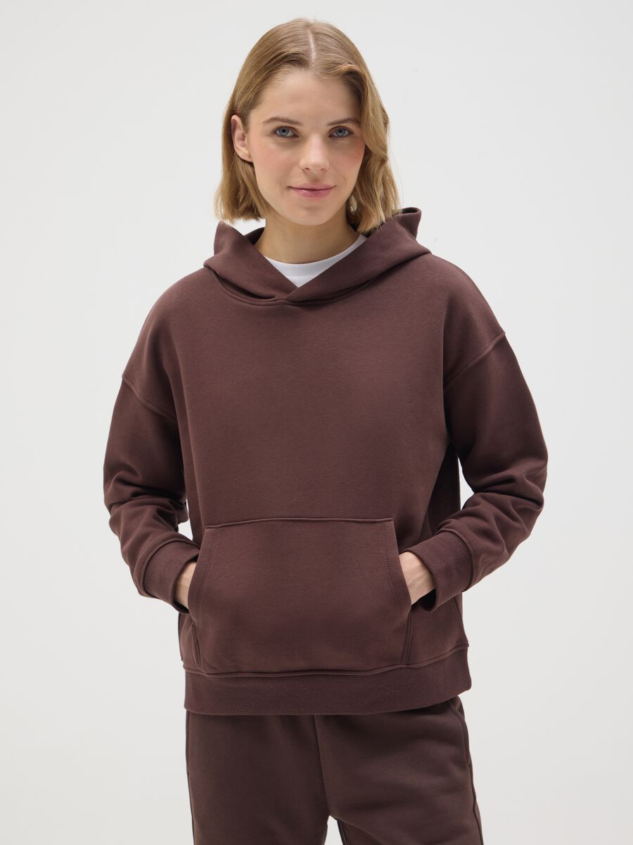 Brown cotton blend sweatshirt regular fit_0