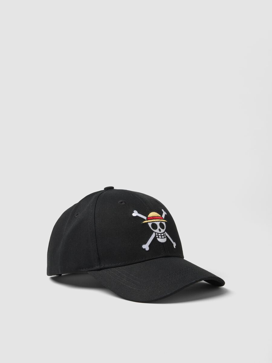 Cappello da baseball in puro cotone nero con ricamo One Piece_0