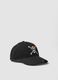 Black pure cotton baseball cap with One Piece embroidery_0