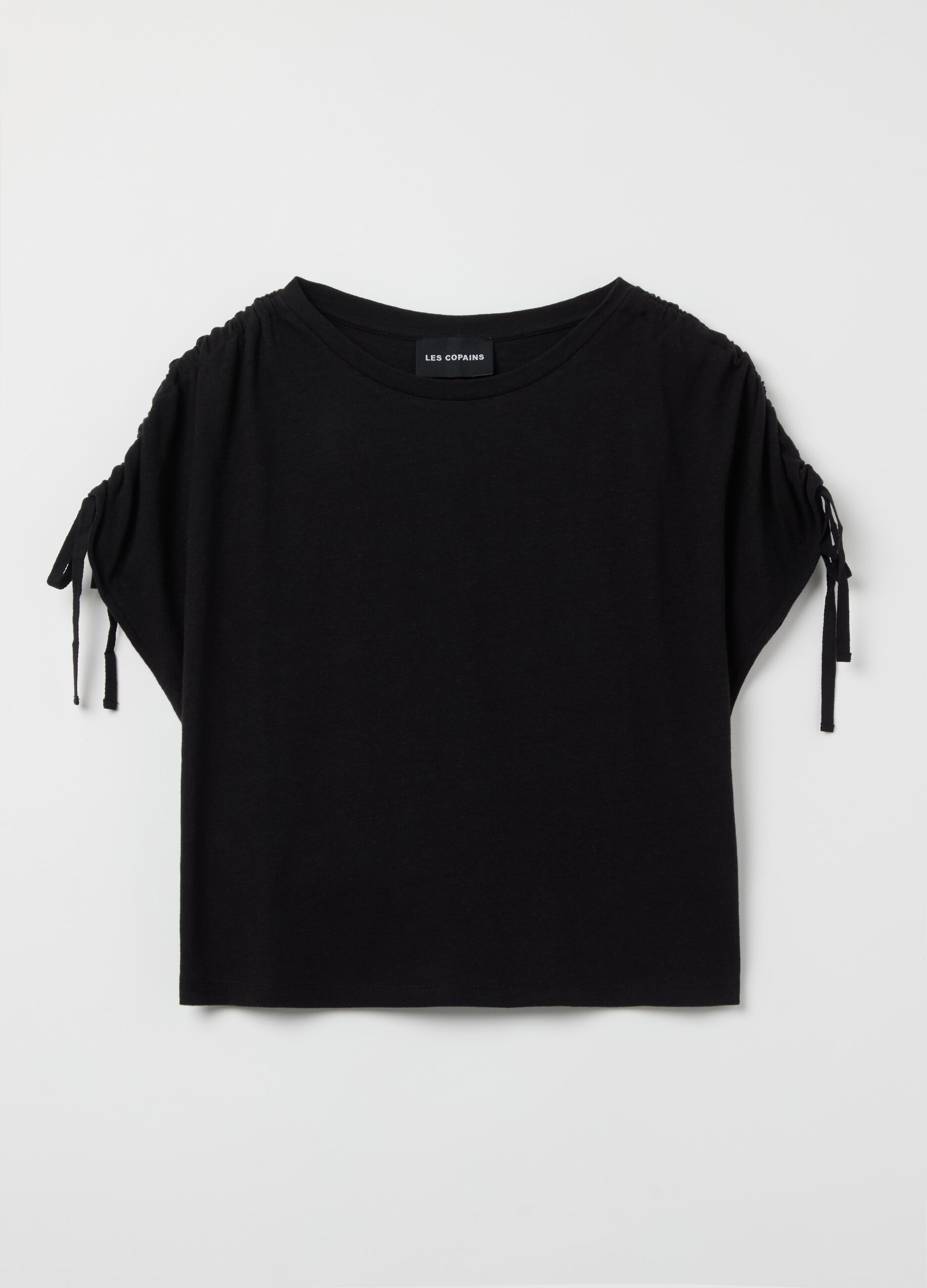 T-shirt with gathered sleeves