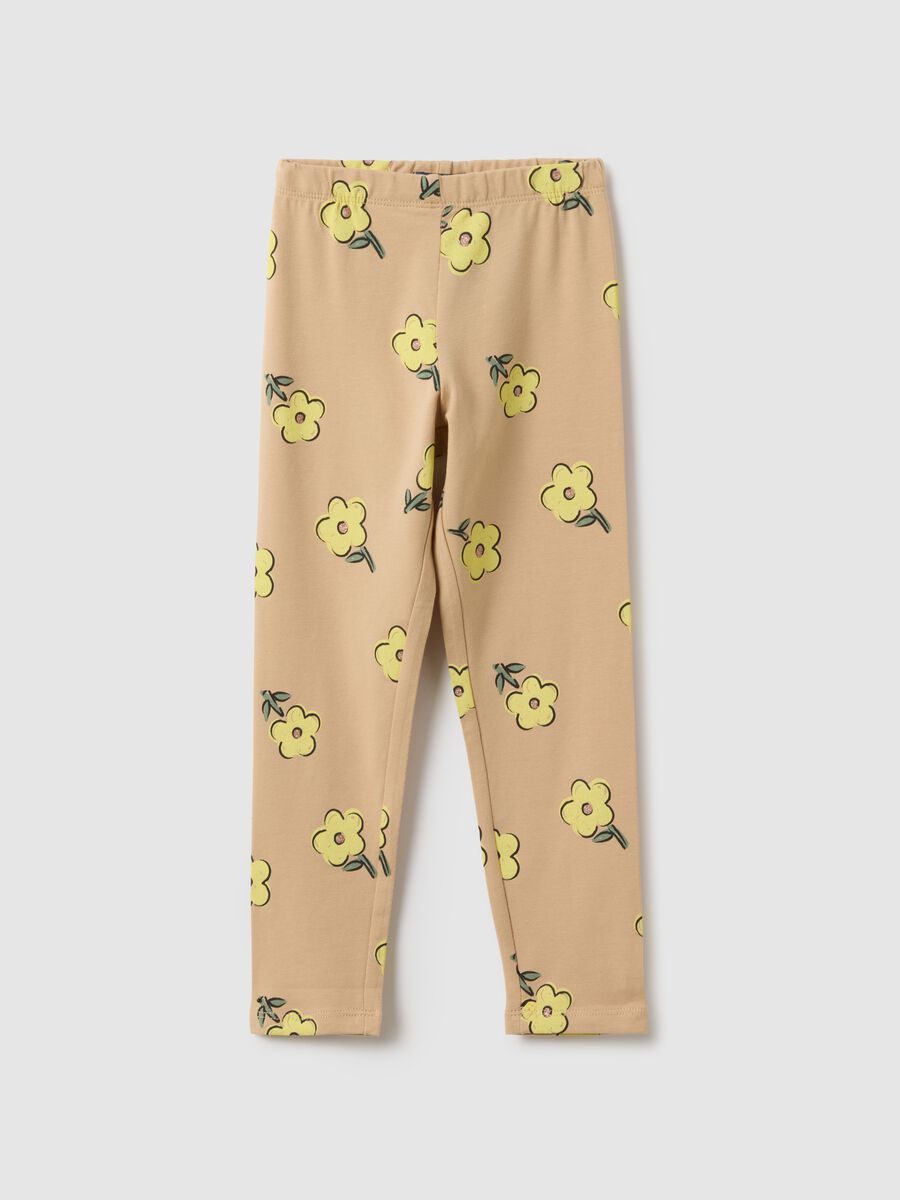 Girls' multicolour stretchy cotton skinny fit leggings with prints_0