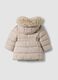 Taupe padded hooded jacket with contrast trim_1