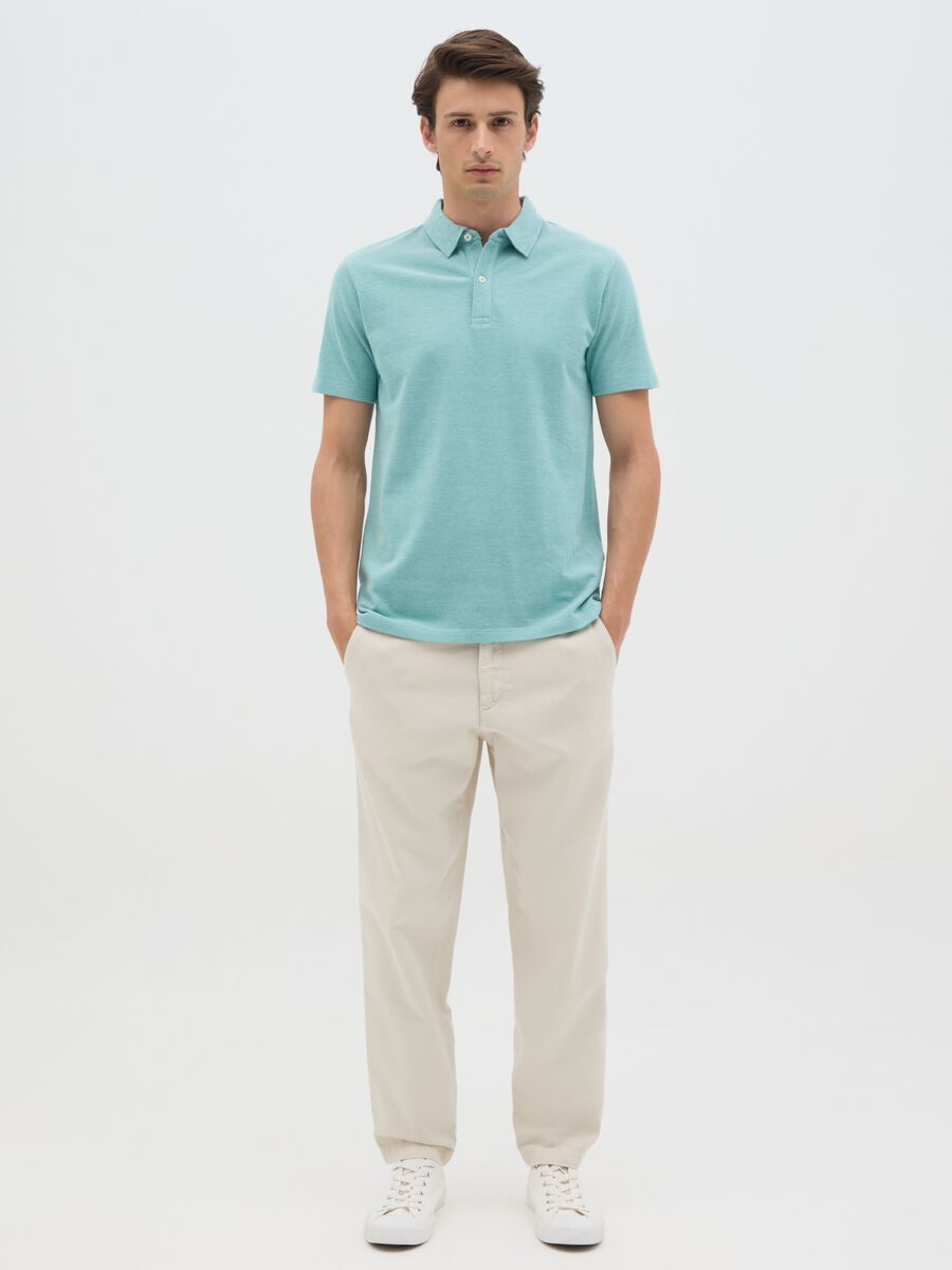 Men's Light Blue Pure Cotton Polo - Regular Fit_1