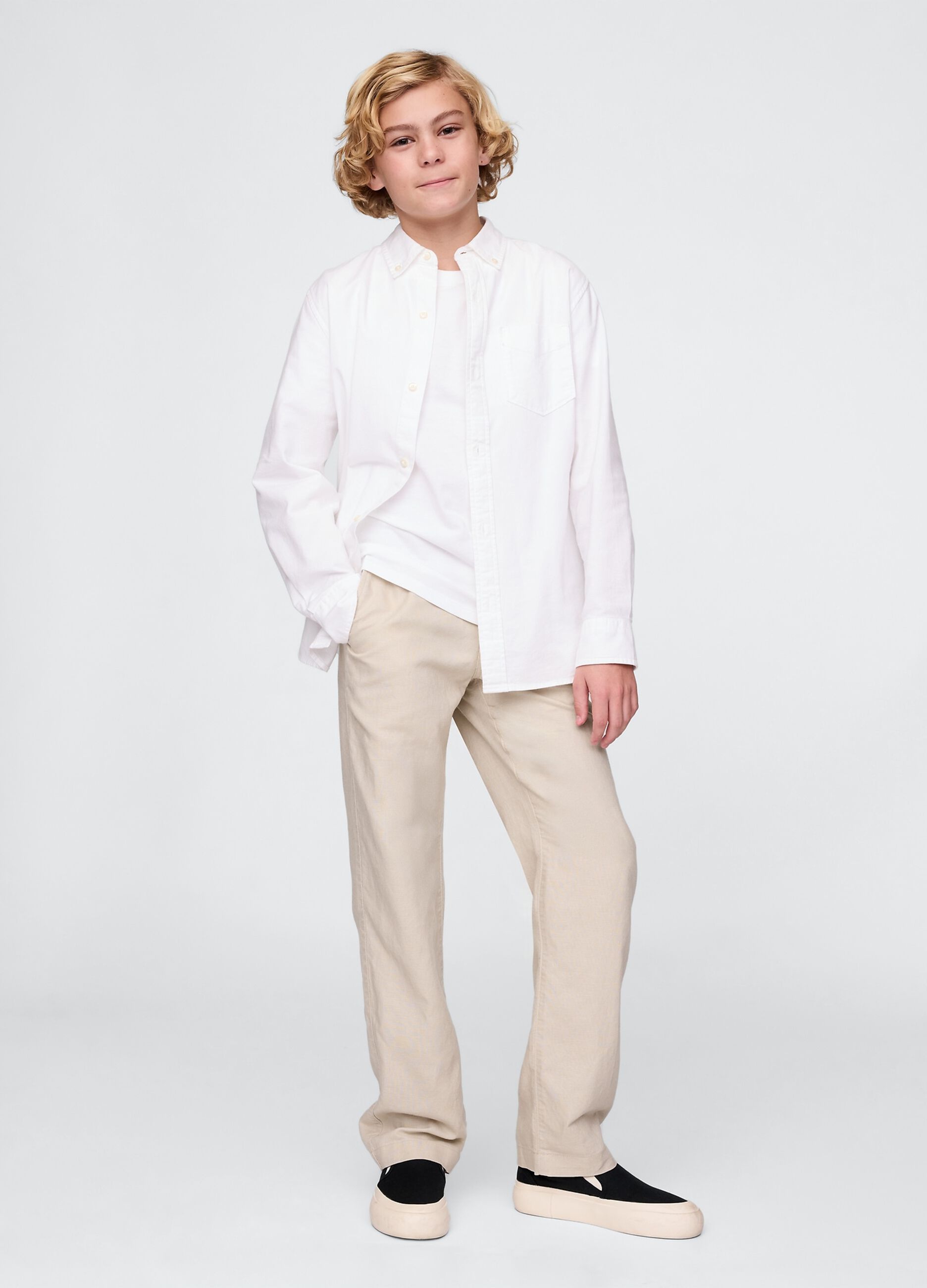 Trousers in linen and viscose