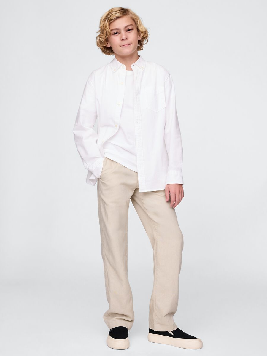 Trousers in linen and viscose_0