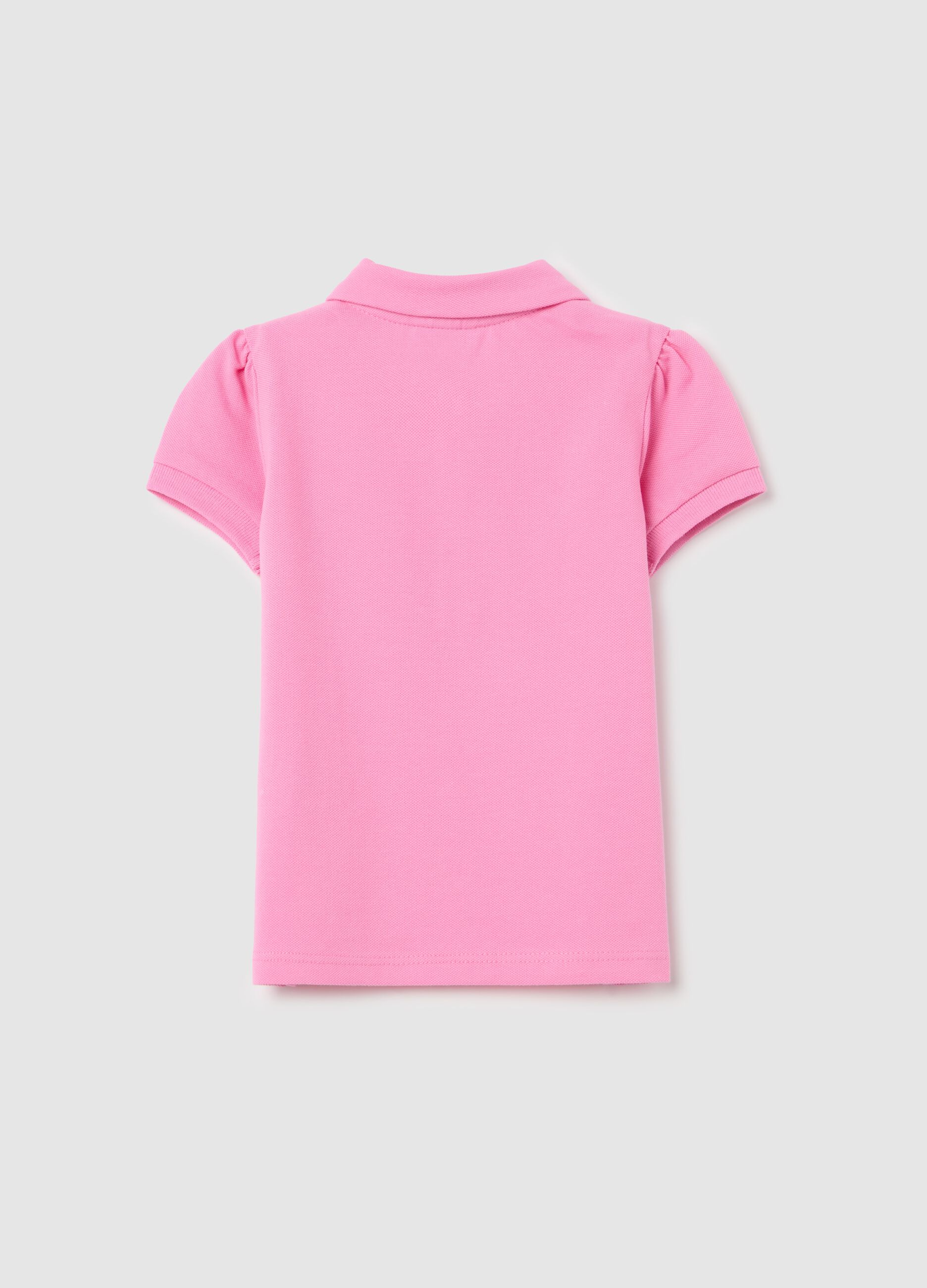 Piquet polo shirt with rounded collar