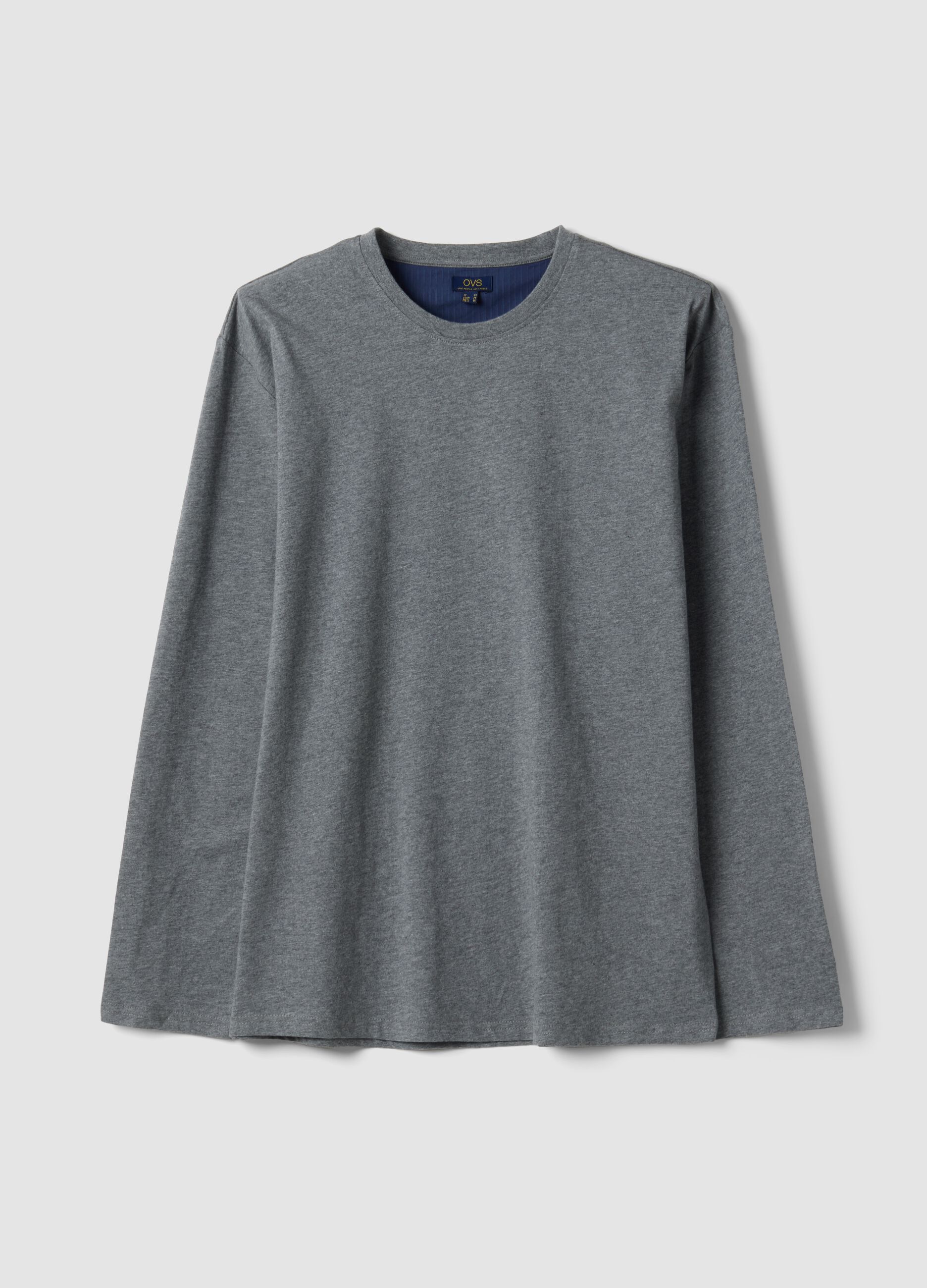 Grey organic cotton crew-neck pyjama top