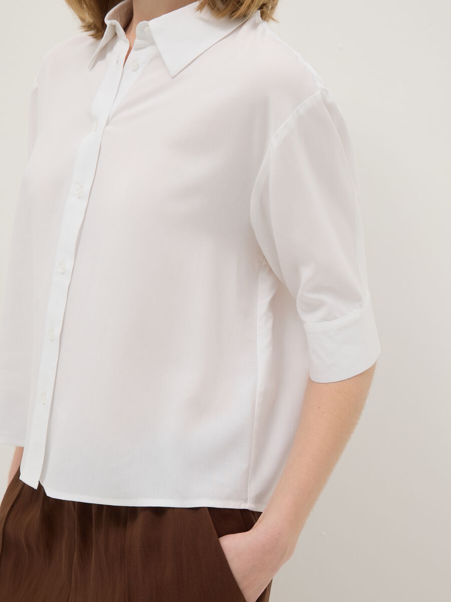 Camicia in pura viscosa bianca regular fit_3
