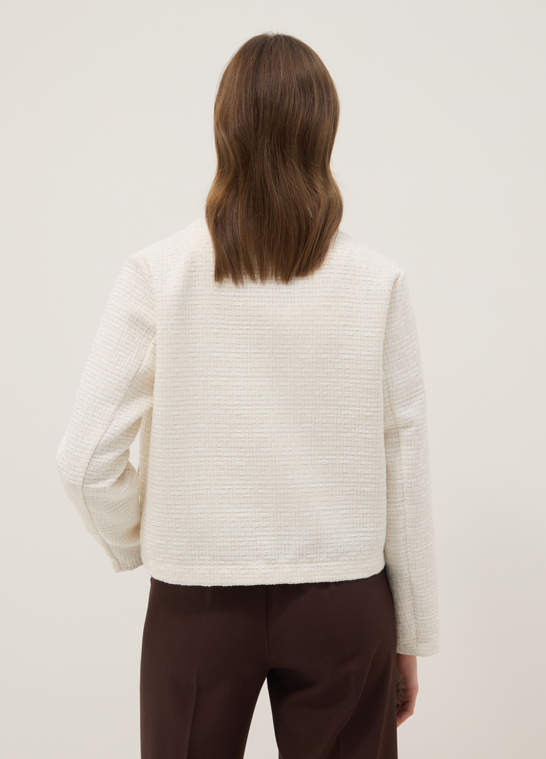 Short white jacket with jewel buttons, regular fit