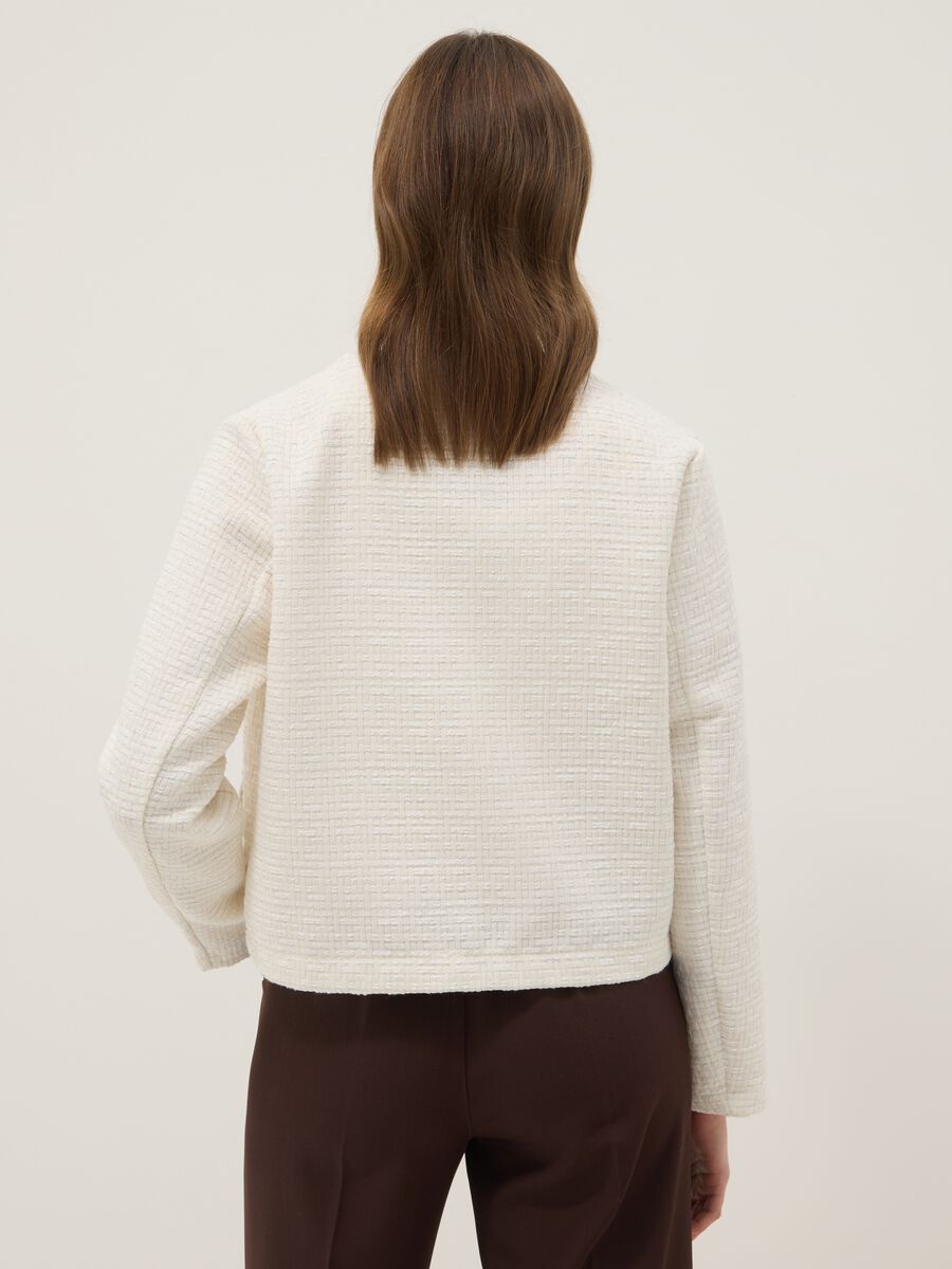 Short white jacket with jewel buttons, regular fit_3