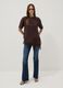 Brown pure cotton T-shirt with lace insert, relaxed fit_1