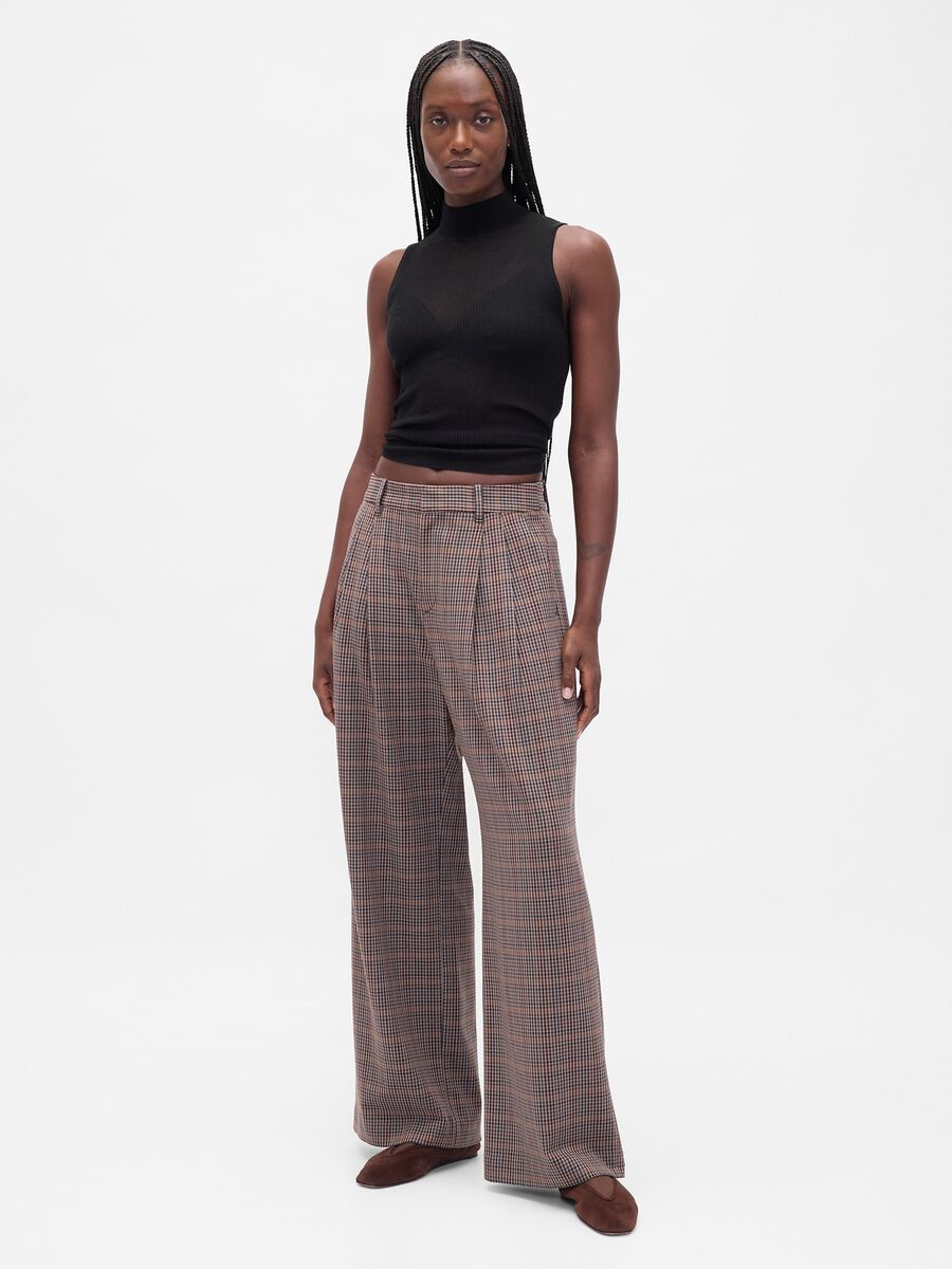 Brown stretch fabric trousers_4