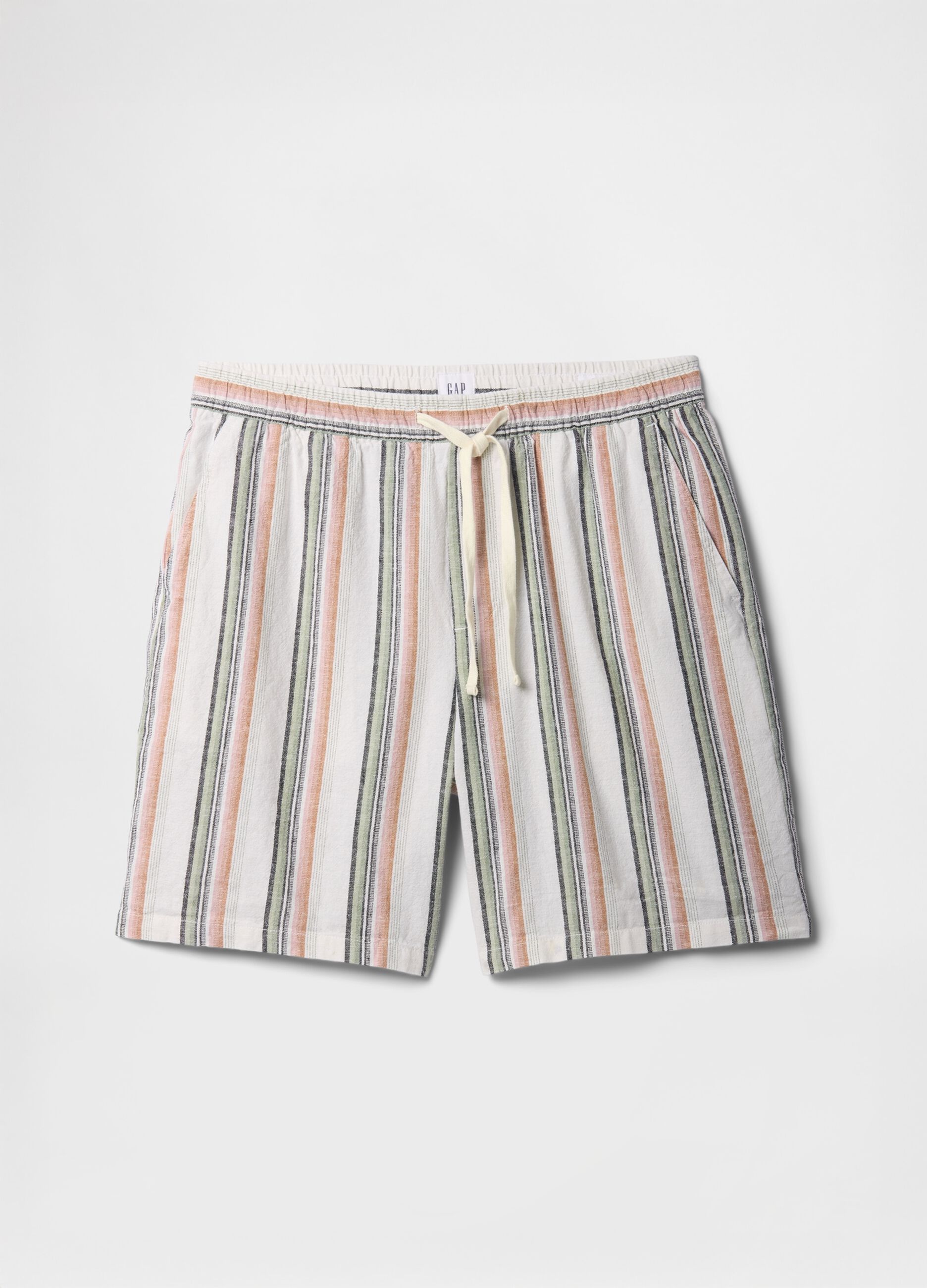 Multicolour Striped Cotton and Linen Blend Shorts