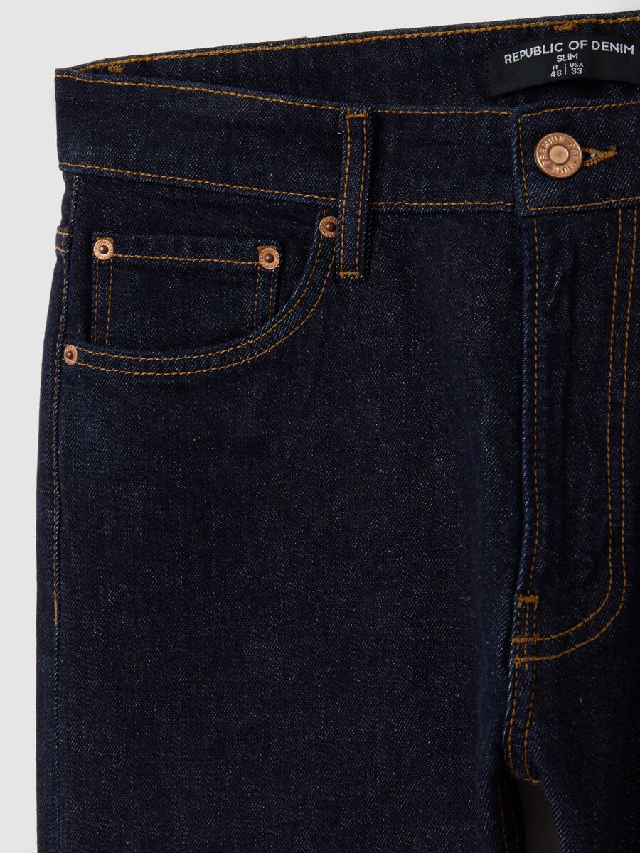 Jeans blu slim in denim elasticizzato_5