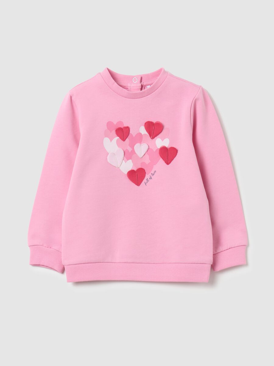 Felpa in French Terry con applicazione cuori_0