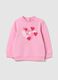 Sweatshirt in French terry with hearts application_0