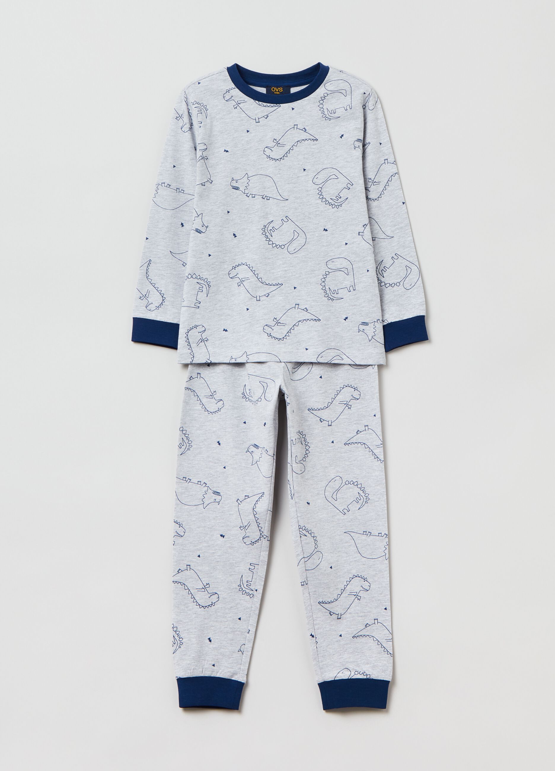 Long pyjamas with dinosaur print