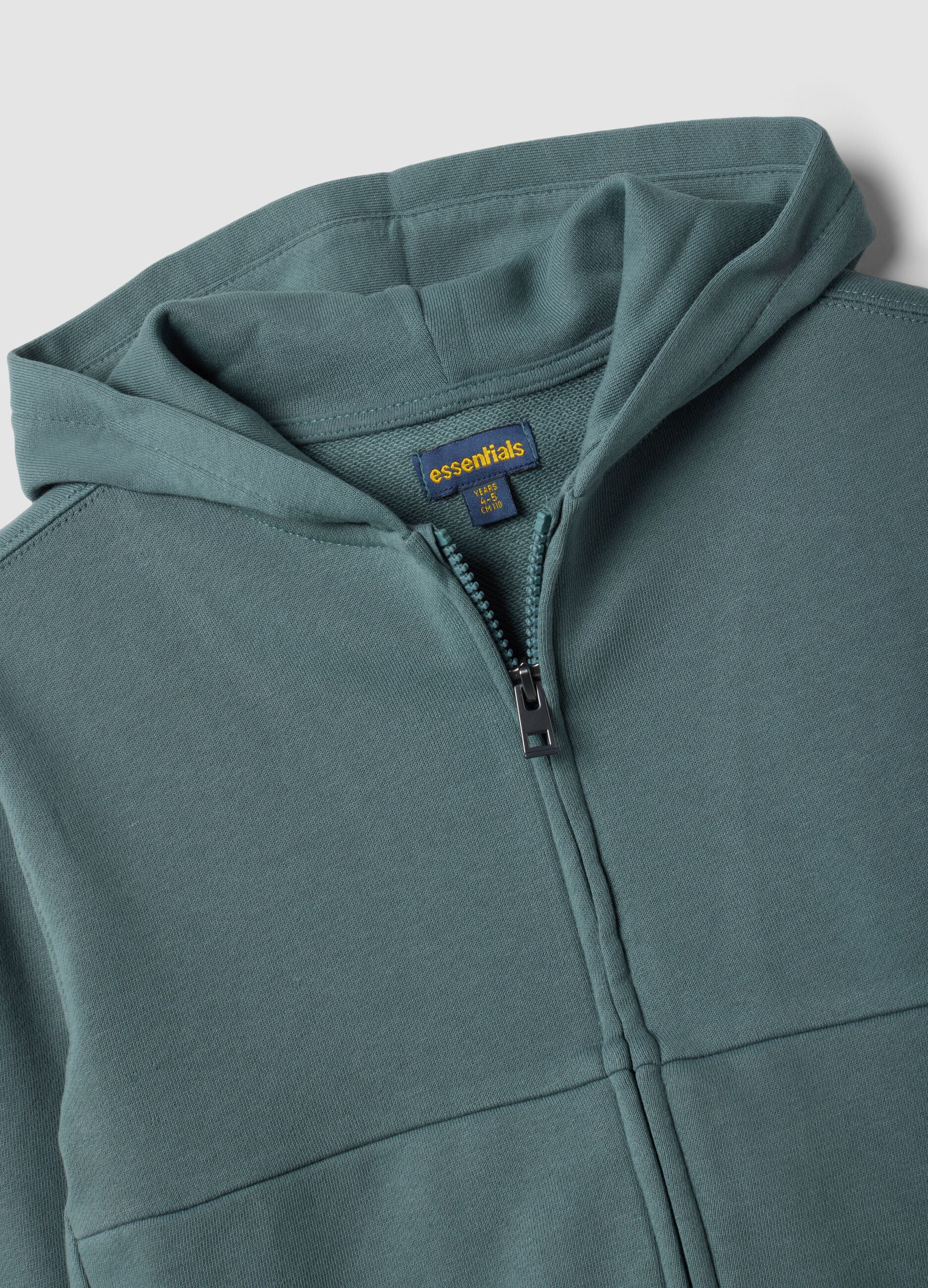 Green organic cotton hooded sweatshirt, oversized fit, for boys
