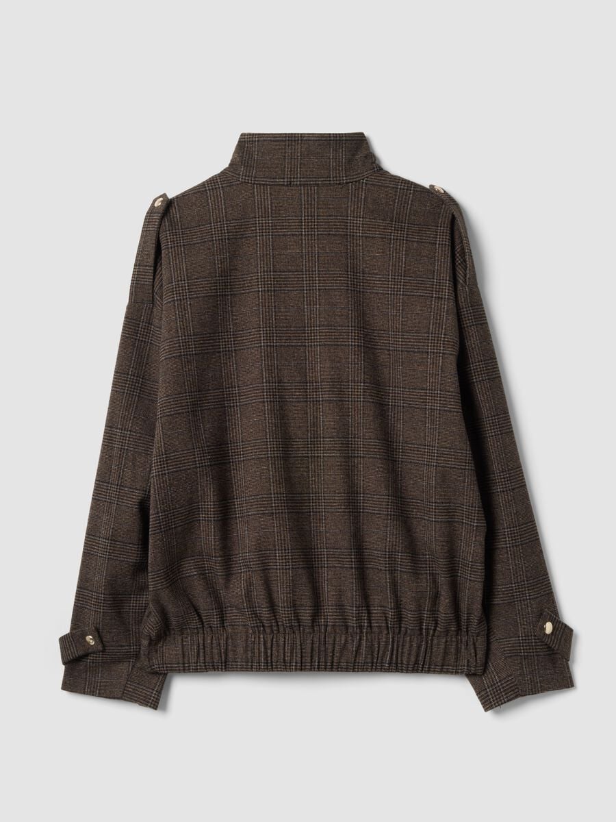 Shacket marrone in viscosa elasticizzata a quadri over fit_6