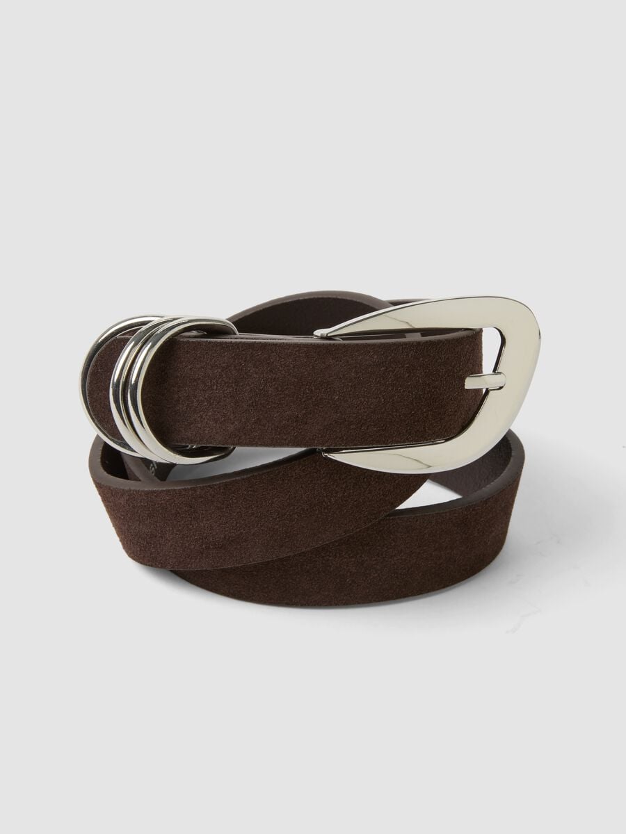 Cintura marrone in vera pelle con fibbia in metallo_2