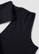 Black stretch top with asymmetric neckline and draped band_6