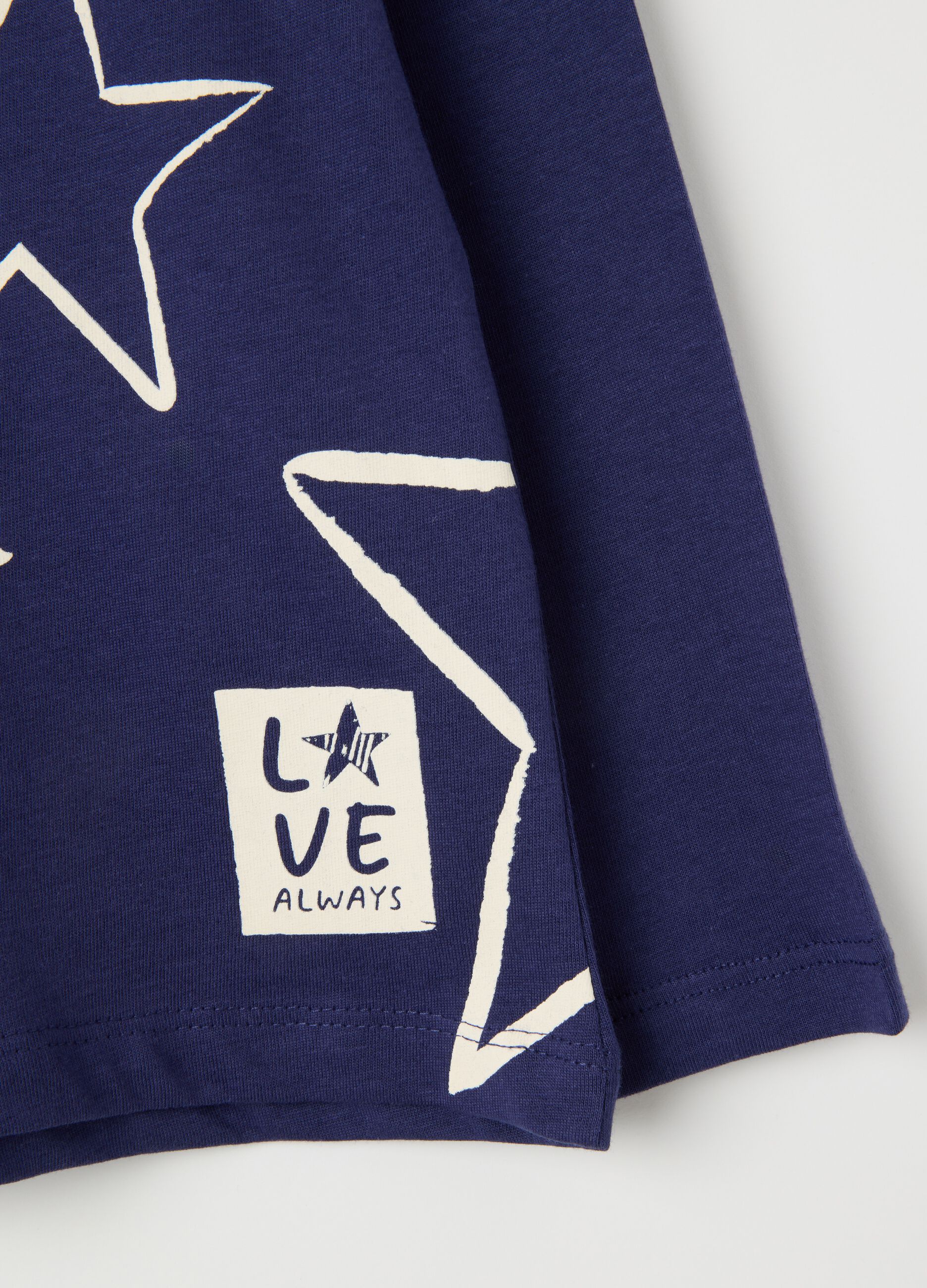 Girls' blue pure cotton regular fit sweater with stars