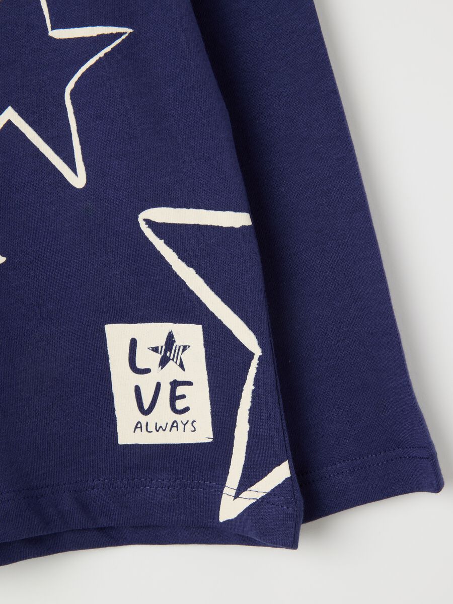 Girls' blue pure cotton regular fit sweater with stars_2