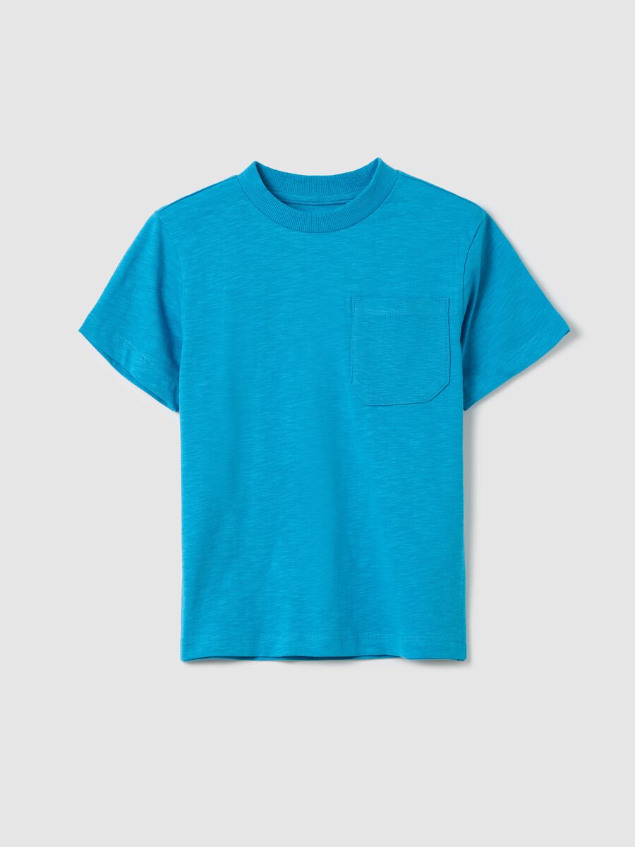 Light blue T-shirt in organic cotton with pocket_0