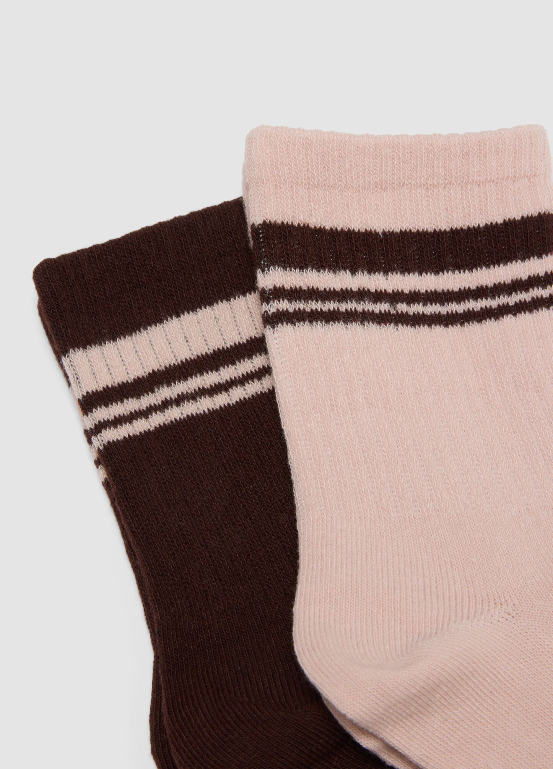 Tripack di calzini rosa e marrone in cotone organico elasticizzato