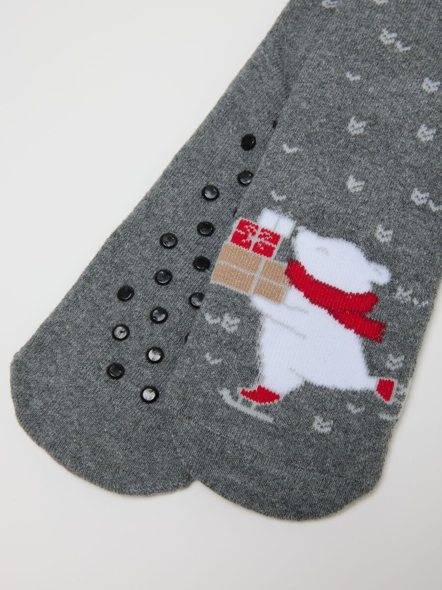 Grey Christmas Cotton Blend Socks_2