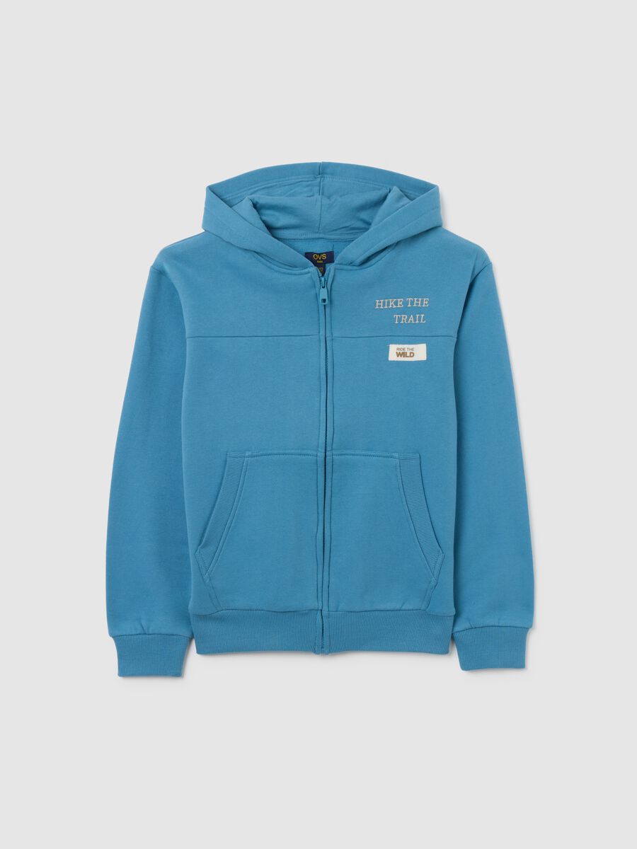Felpa da ragazzo in puro cotone blu regular fit con zip_3
