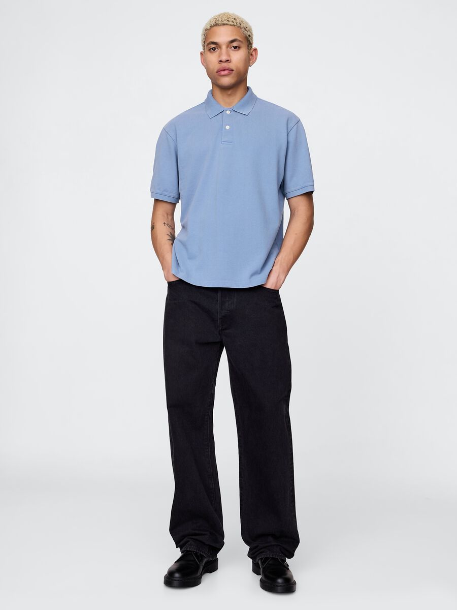 Blue short sleeve cotton polo by Gap_1