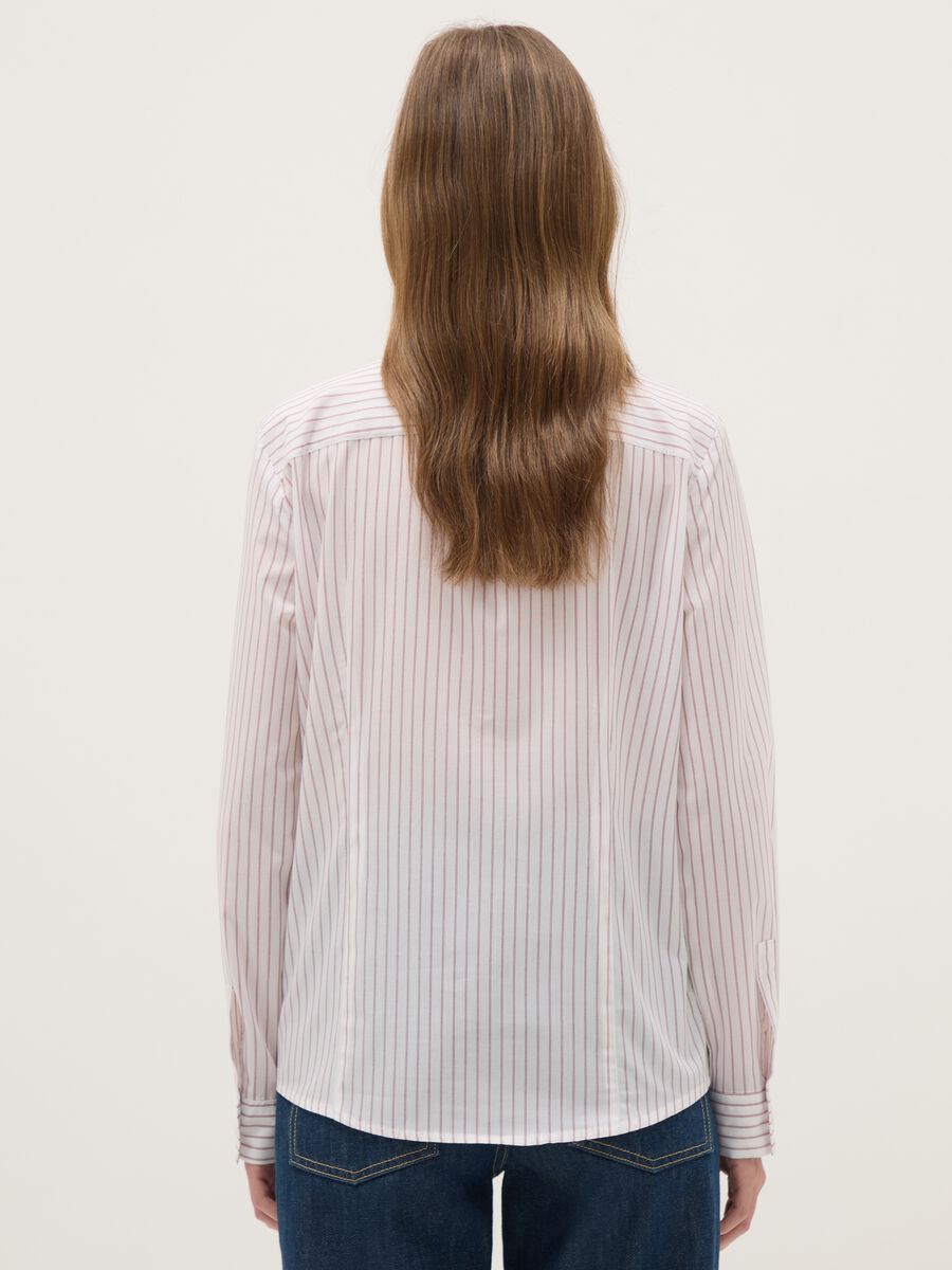 Multicolour striped slim fit cotton blend shirt with classic collar_2