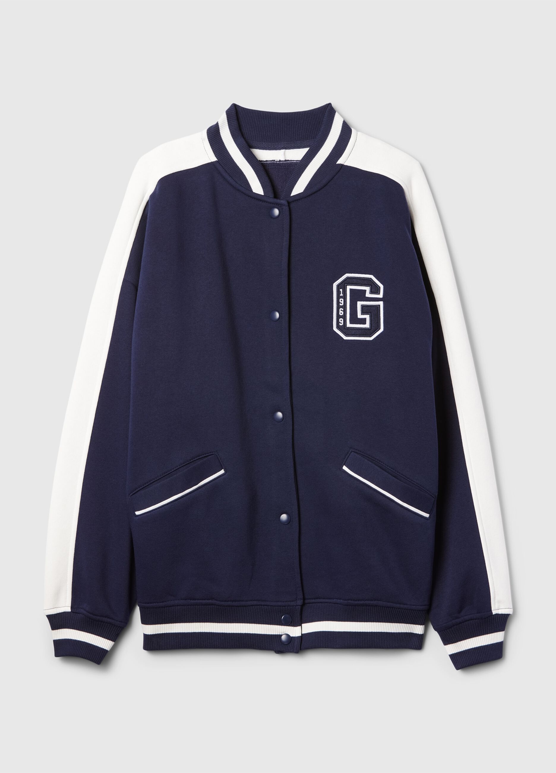 Oversized varsity bomber jacket with logo embroidery