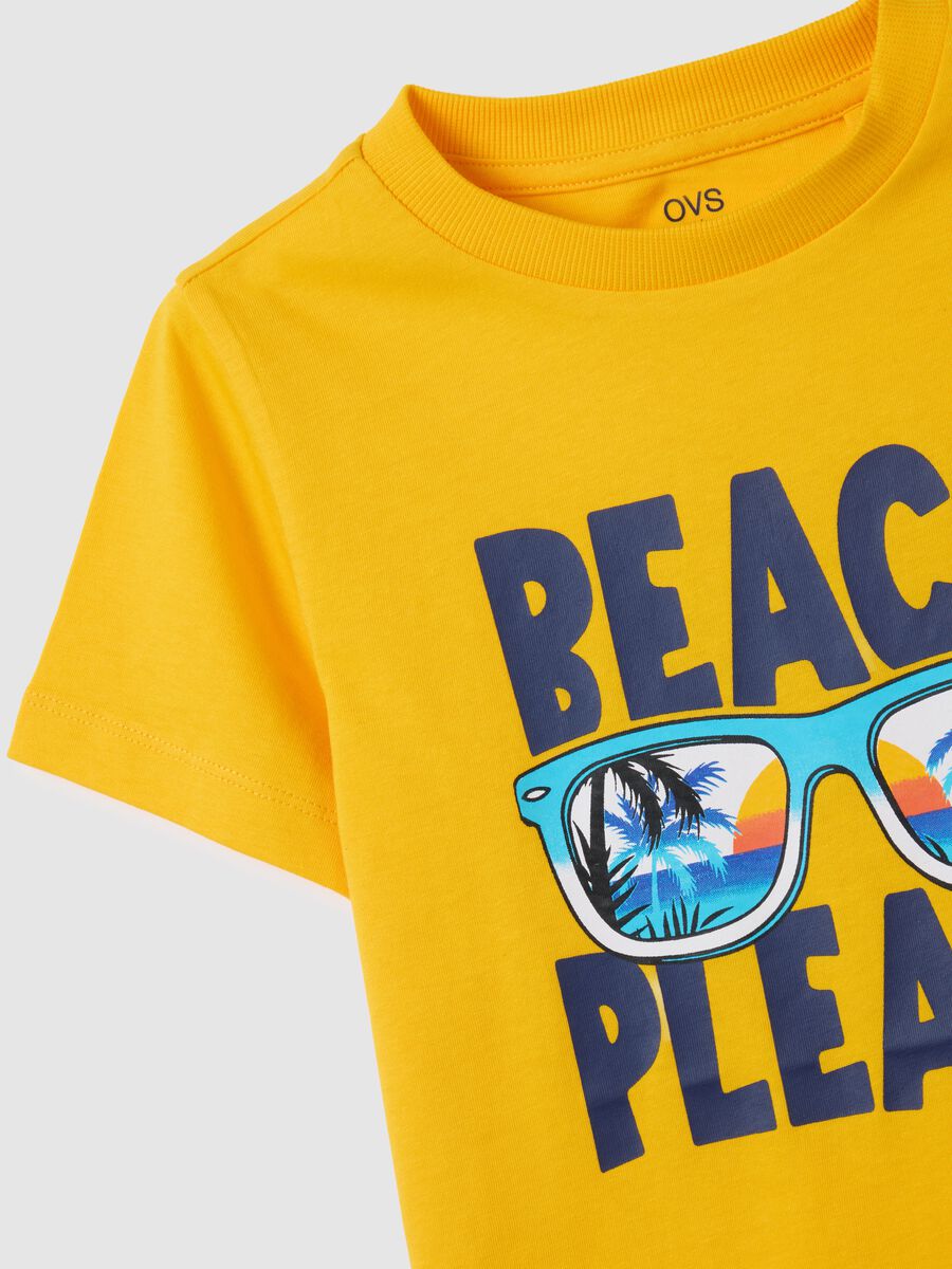Yellow children's regular fit pure cotton t-shirt with print_2