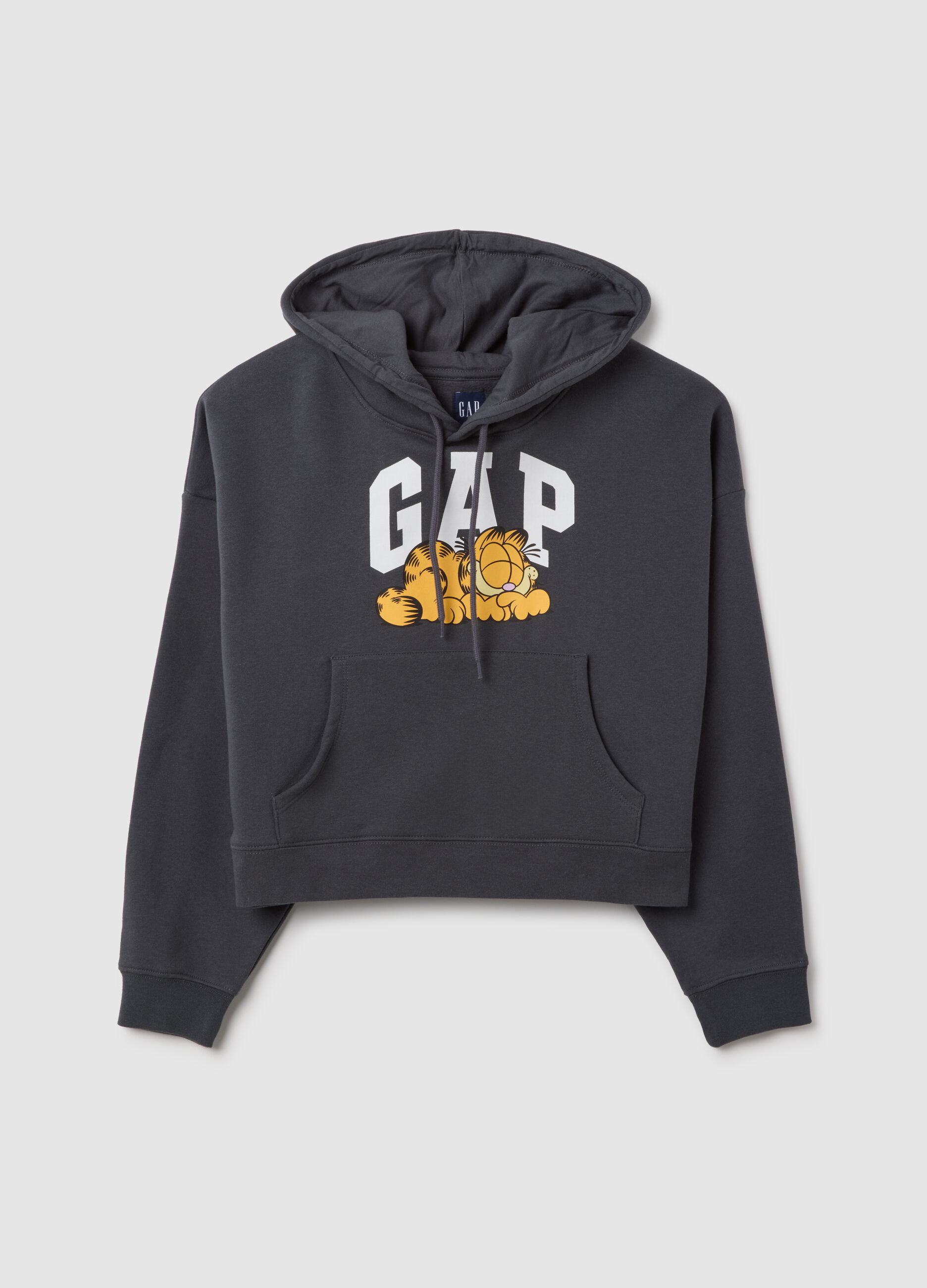 Dark grey cropped hoodie Garfield