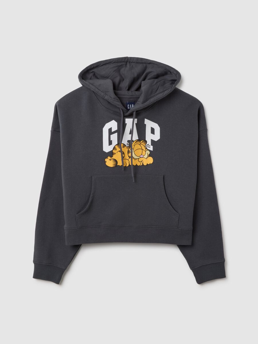Dark grey cropped hoodie Garfield_0