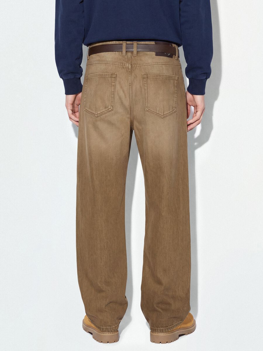 Brown pure cotton barrel-fit jeans_3
