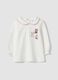 White organic cotton jersey top with embroidery, regular fit_0