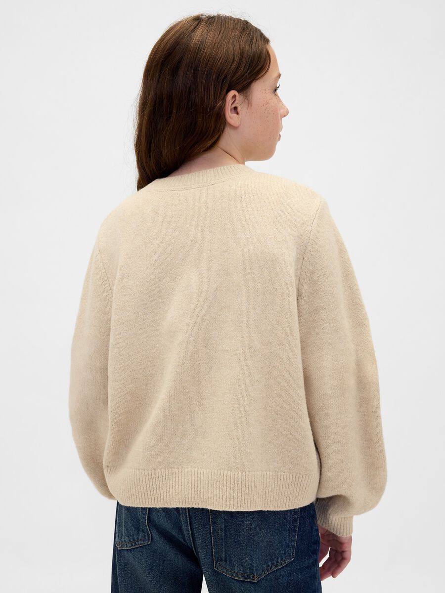Beige cotton blend jumper for girls_2