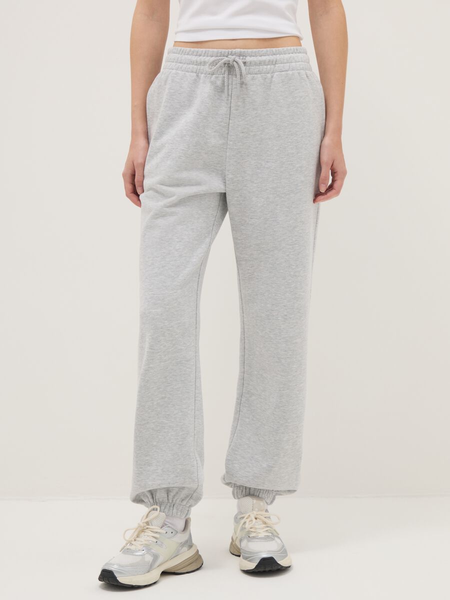 Pantaloni jogger in misto cotone grigi regular fit_1