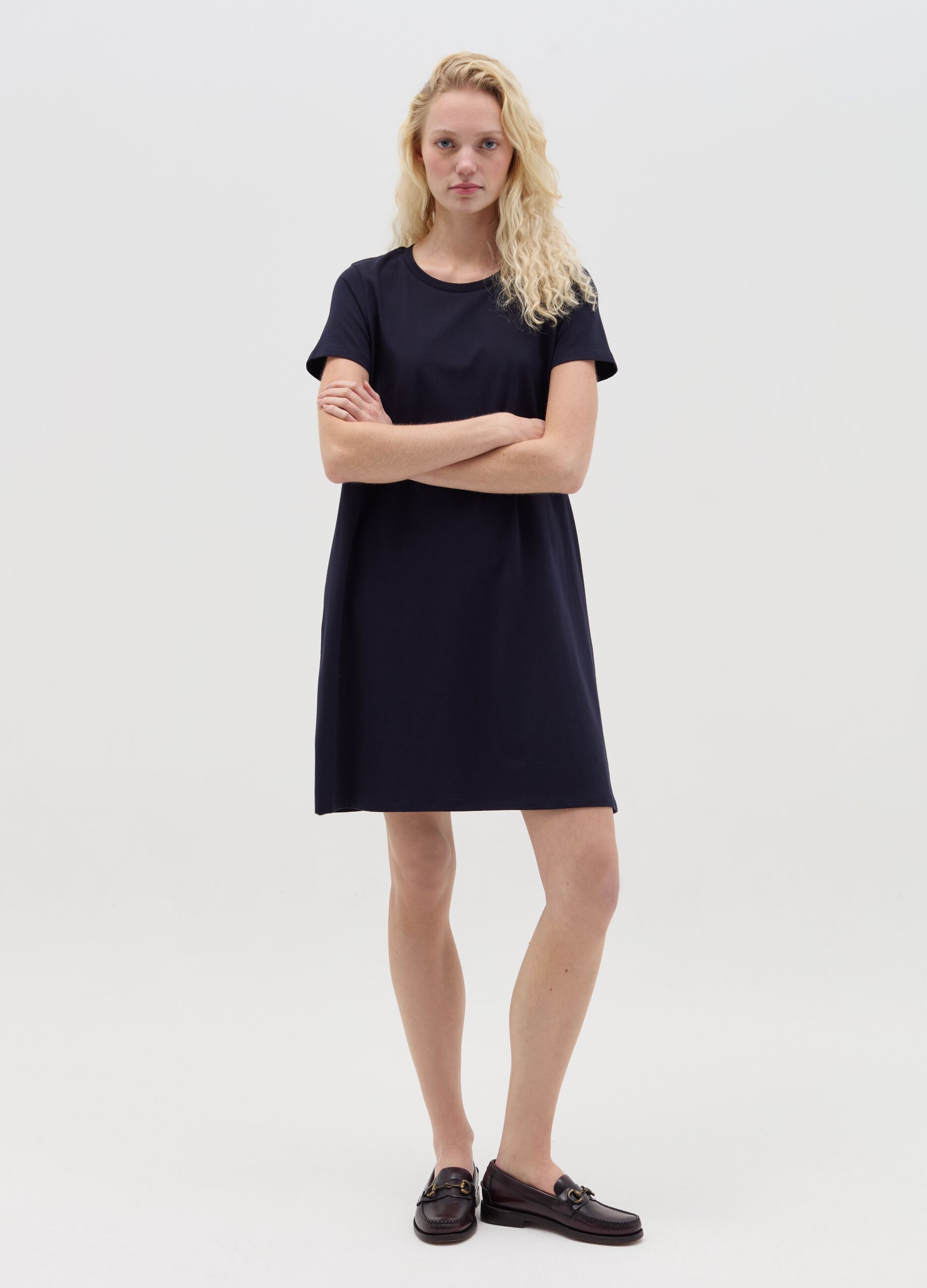 Vestito Essentials corto blu notte in cotone