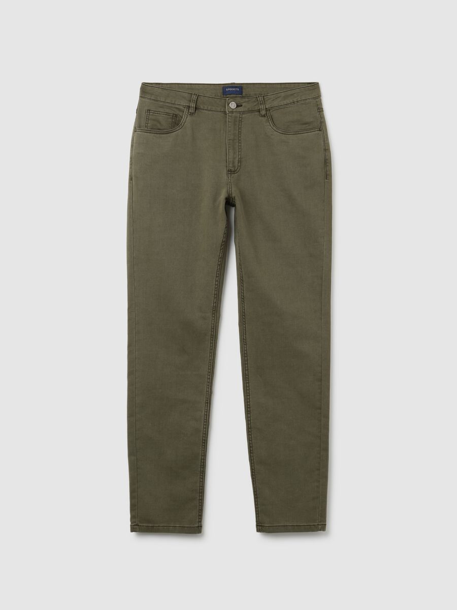 Pantaloni in cotone verde slim fit_4