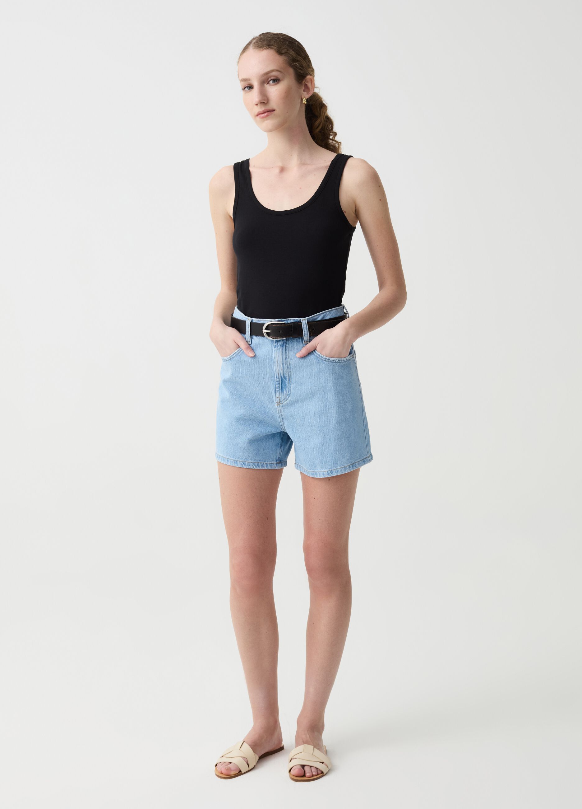 Tank top in stretch cotton