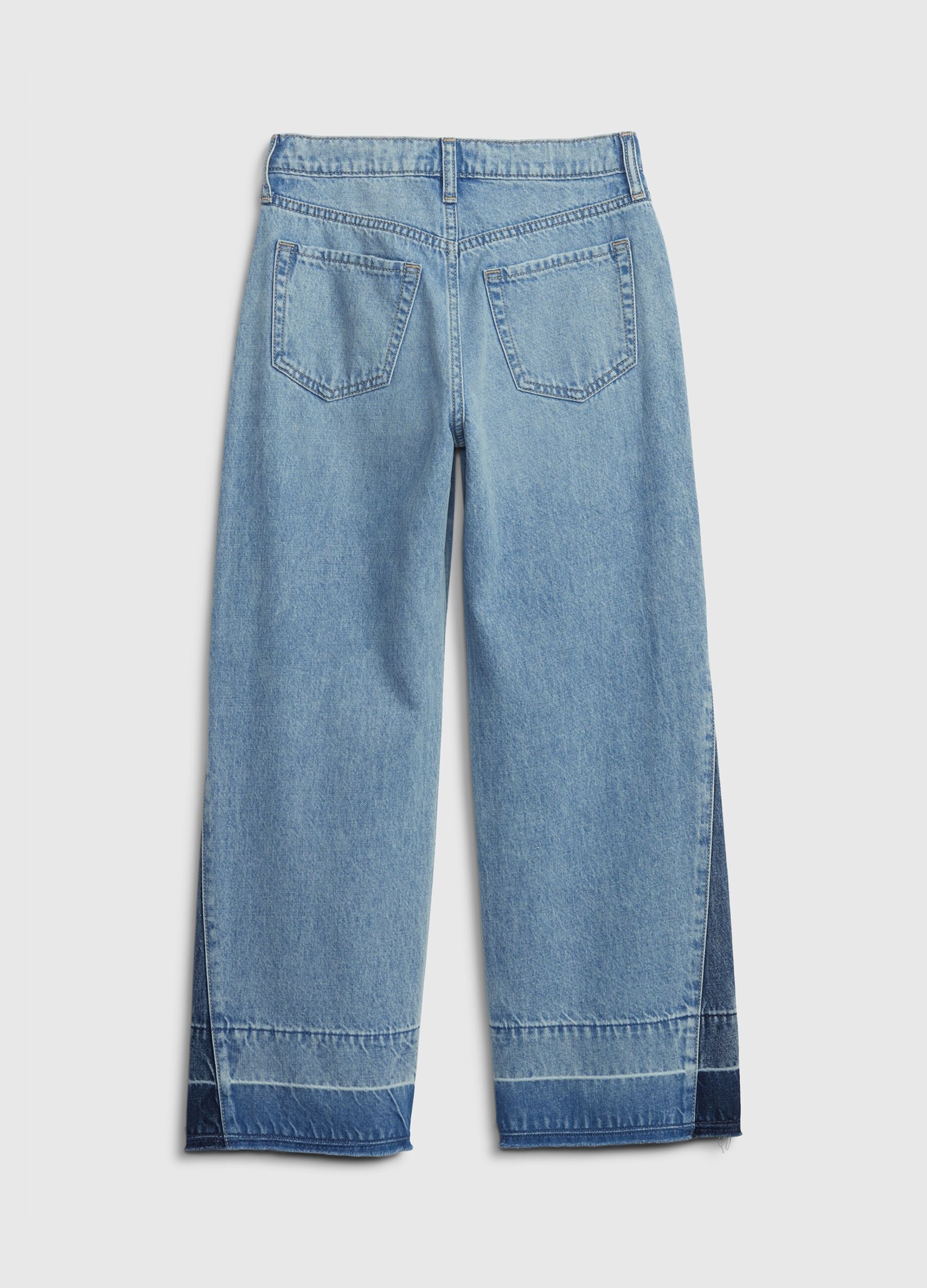 Low stride jeans with contrasting inserts